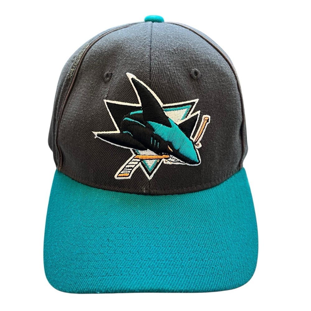 San Jose Sharks NHL Hat Cap Adult XL Black/Teal Embroidered Zephyr Zfit Hockey